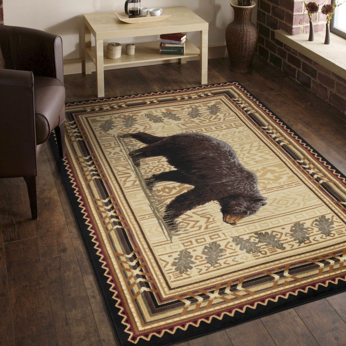 Nature's Nest - 5'3" X 7'3" Lodge Area Rug - Black by Icona Home Decor | Bel Furniture