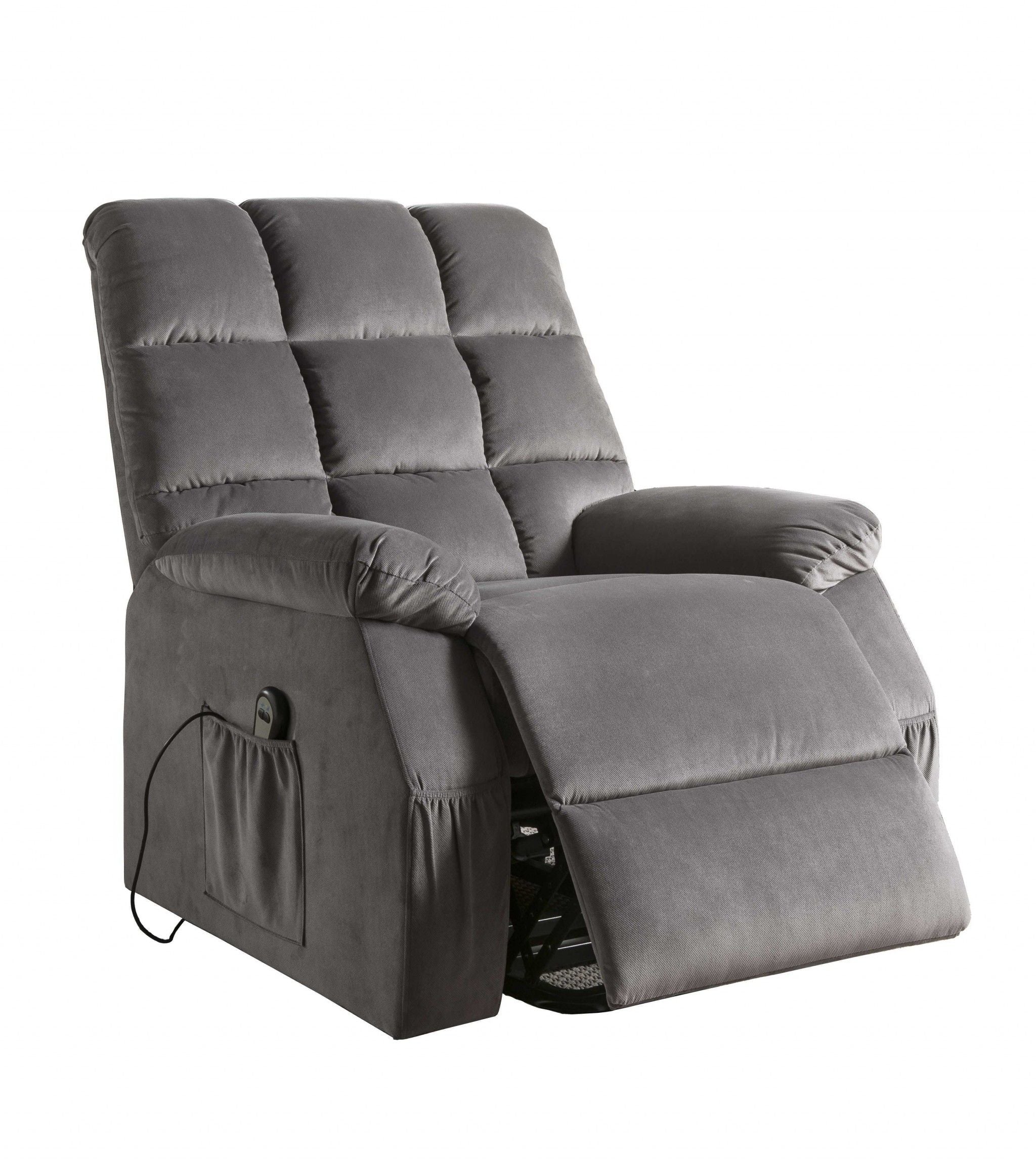 Velvet Power Heated Massage Recliner - Gray