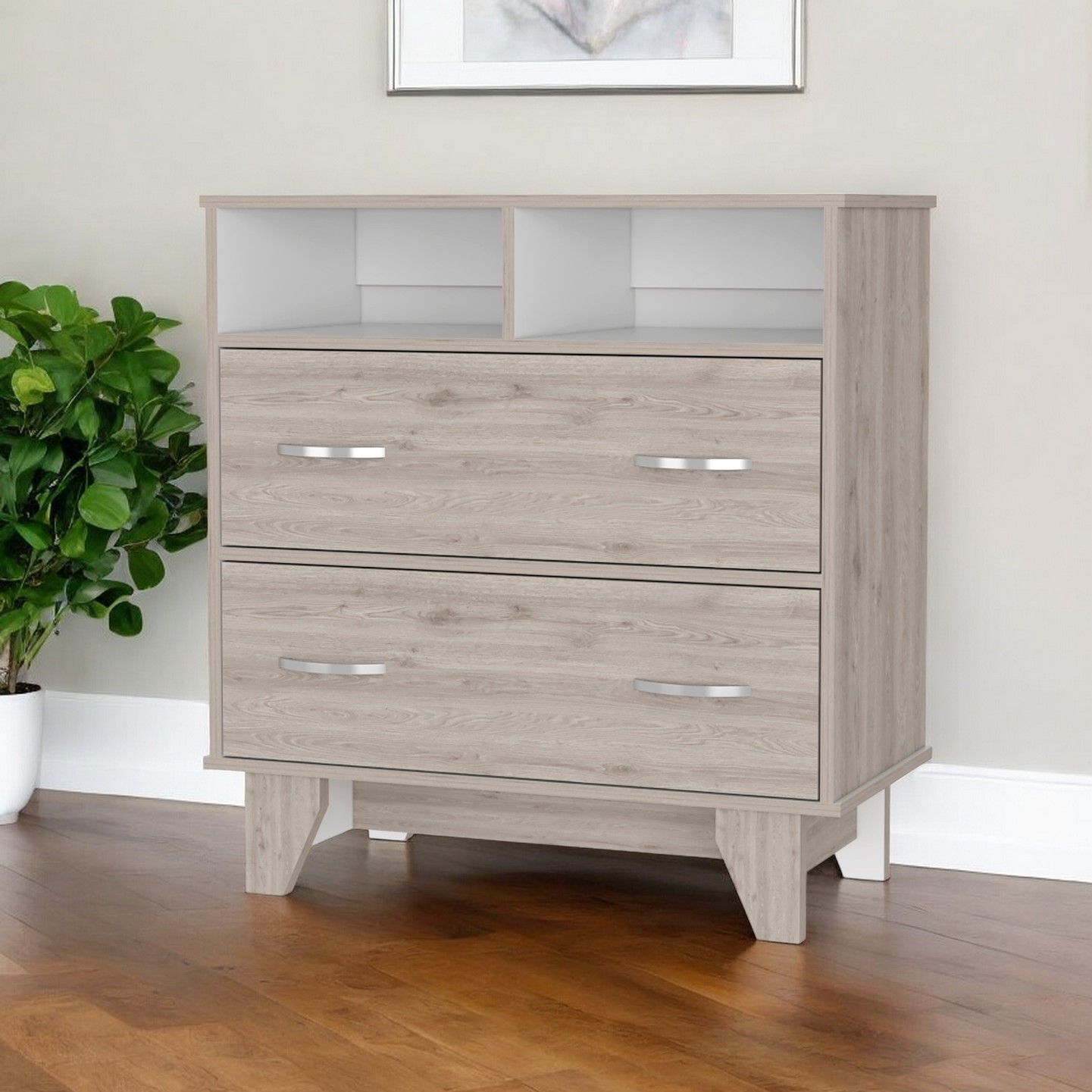 Two Drawer Dresser Wooden - Oak