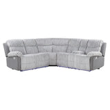 Bruni - Sectional Sofa With LED Lighting And Manual Recline - Gray