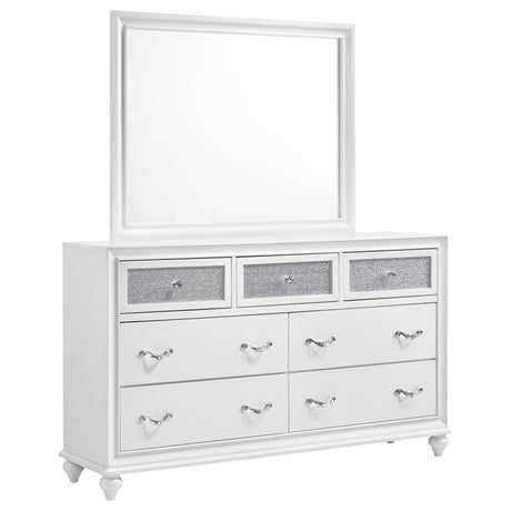 Barzini - 7-drawer Dresser With Mirror White by CoasterEveryday | Bel Furniture