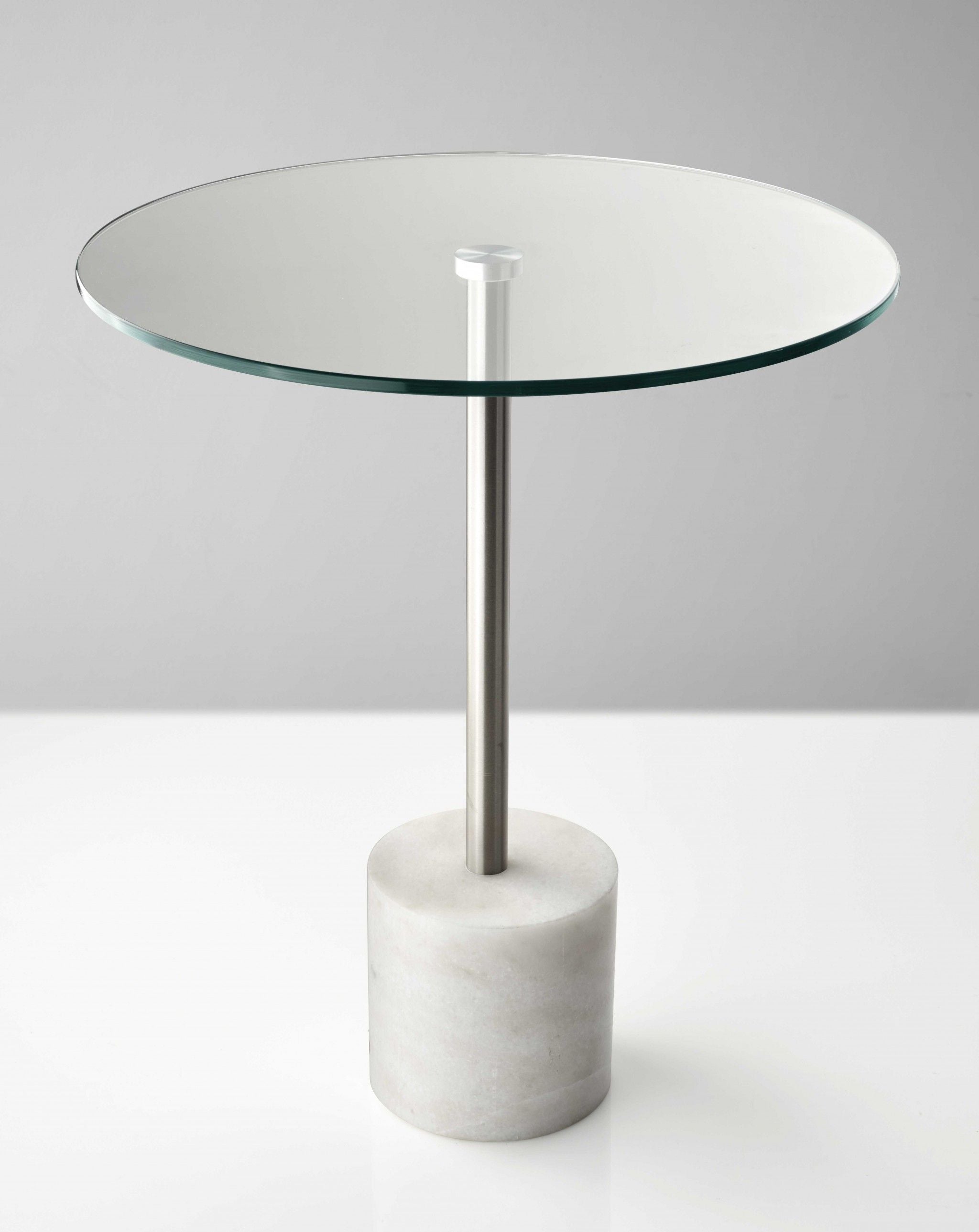 Glass Round End Table - Silver / Clear