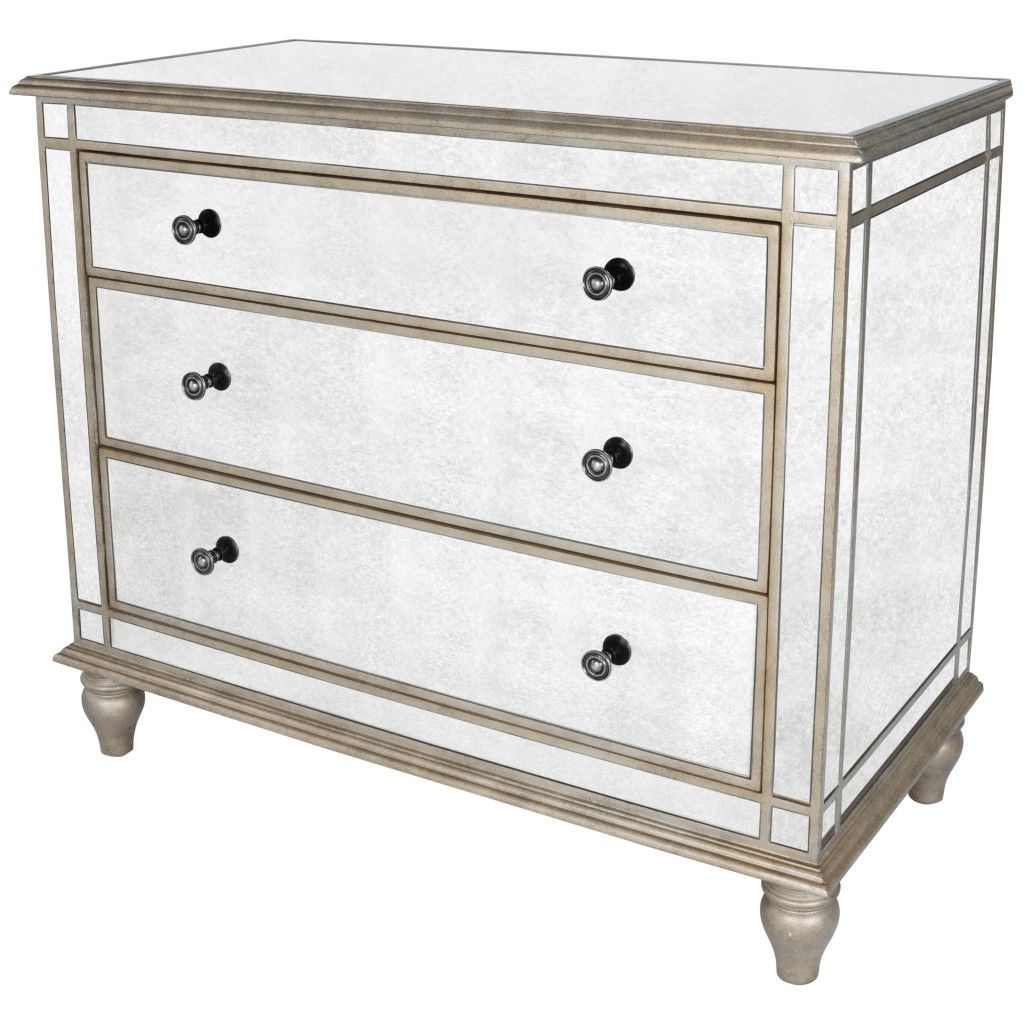 Rectangle Three Drawer Console Storage Chest - Mirrored