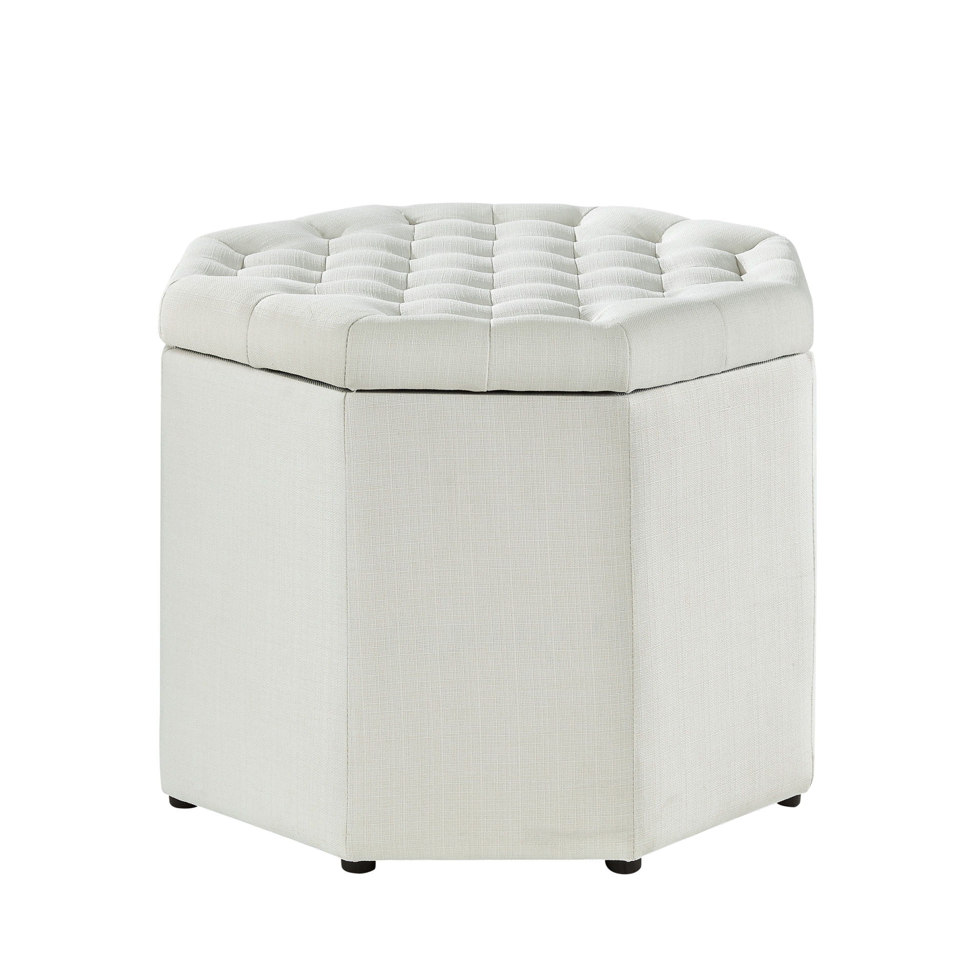 Linen Tufted Specialty Storage - White / Black