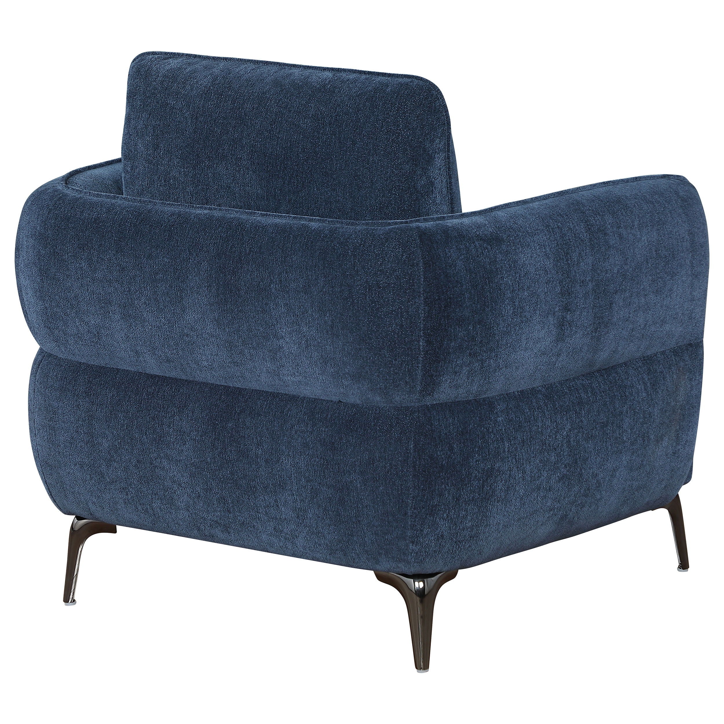 Lively - Chenille Upholstered Modern Track Arm Chair - Blue