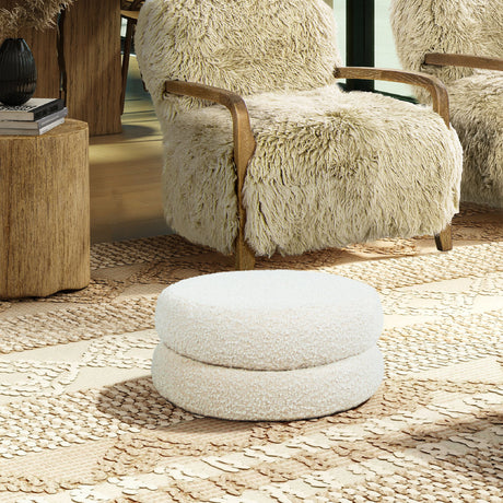 Homary - Floor Cushion Footrest Ottoman - Ivory White by Jennifer Taylor Home | Bel Furniture