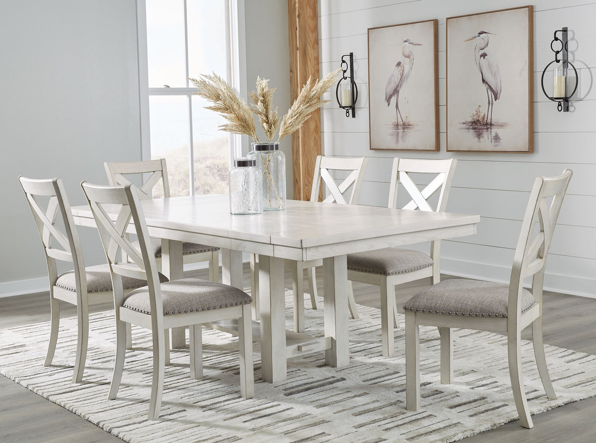 Robbinsdale - Rectangular Dining Room Extension Table Set White 7 Pc. Table, 6 Chairs by Signature Design by Ashley® | Bel Furniture