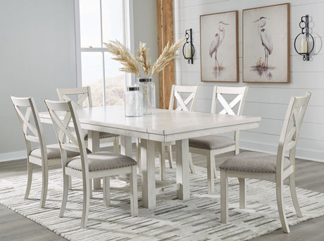 Robbinsdale - Rectangular Dining Room Extension Table Set White 7 Pc. Table, 6 Chairs by Signature Design by Ashley® | Bel Furniture