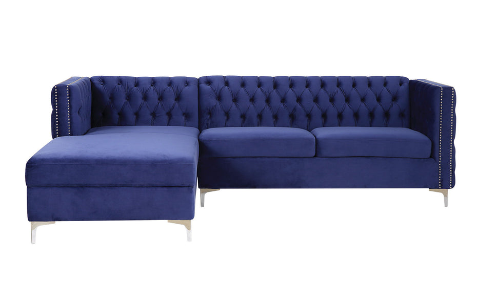 Velvet L Shaped Seating Component - Blue