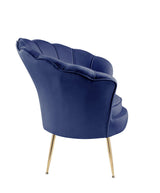 Angelina - Velvet Scalloped Back Barrel Accent Chair With Metal Legs by Lilola Home | Bel Furniture