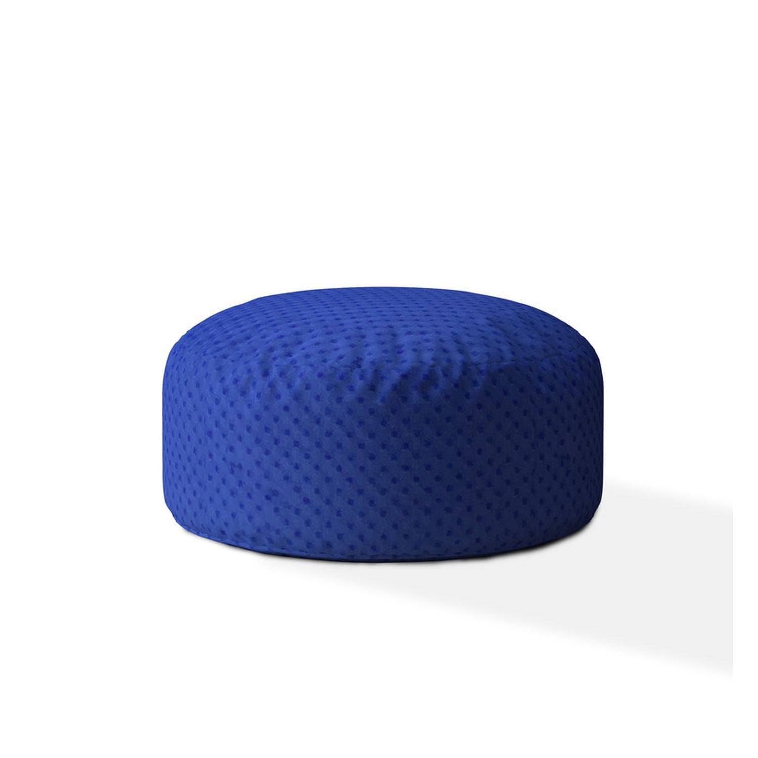 Polyester Round Pouf Ottoman - Blue