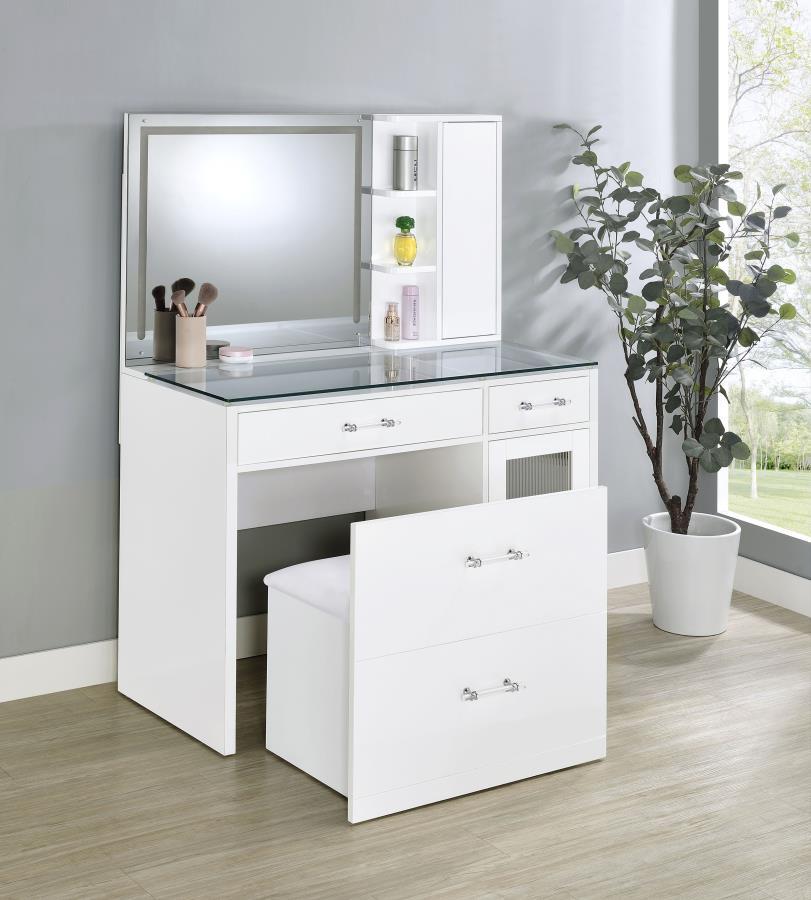 Flora - 2-Drawer Vanity Set With LED Mirror by Coaster Fine Furniture | Bel Furniture