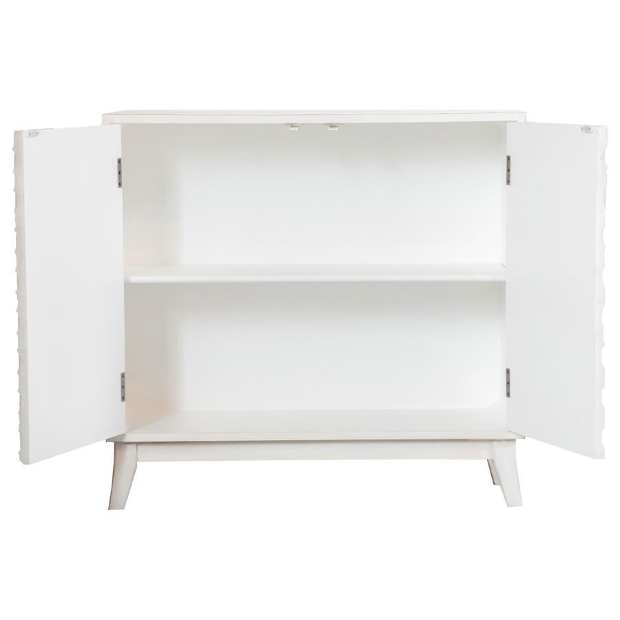 Gambon - 2 Door Wood Honeycomb Pattern Accent Cabinet - White by CoasterElevations | Bel Furniture