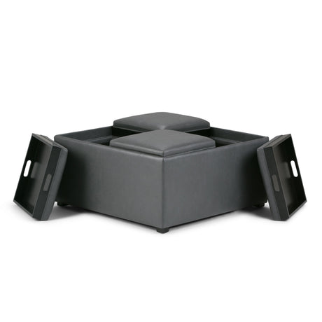 Avalon - Square Coffee Table, Storage Ottoman by Simpli-Home | Bel Furniture