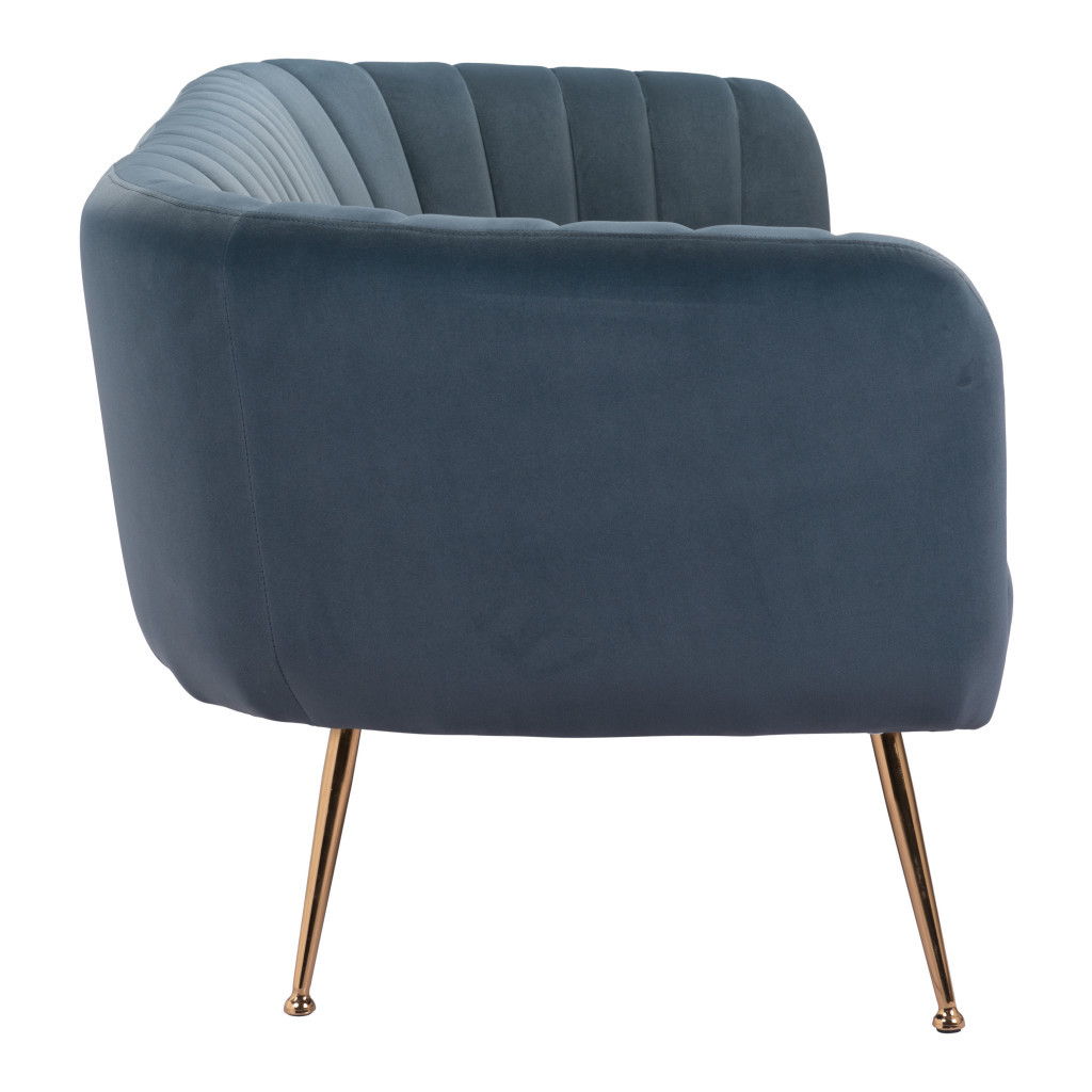 Velvet Sofa With Gold Legs - Gray