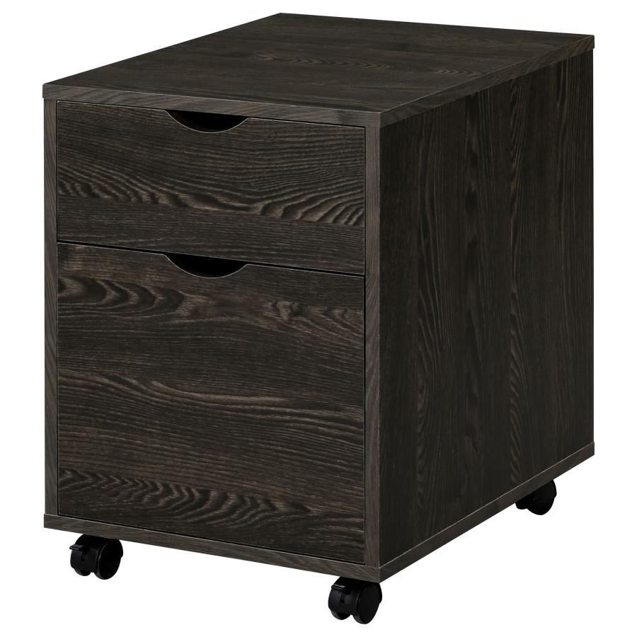 Noorvik - 3 Piece Computer Desk And File Cabinet Set - Dark Oak