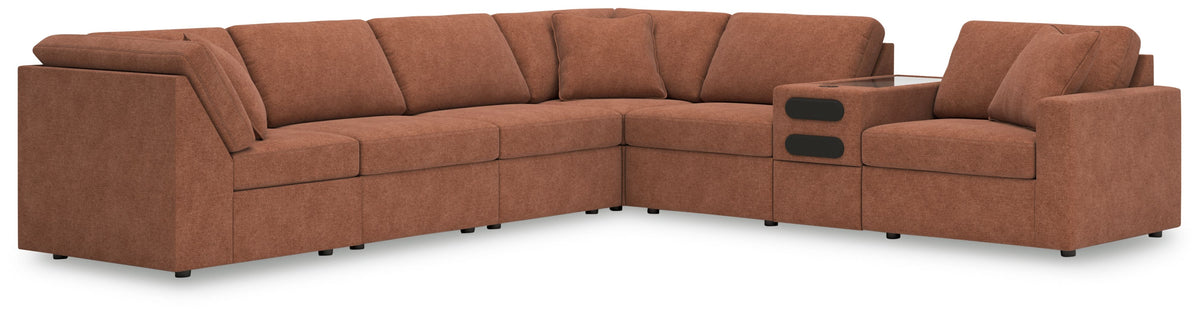 Modmax - Spice - Sectional Light Brown 7 Pc. Sectional With Audio Console by Signature Design by Ashley® | Bel Furniture