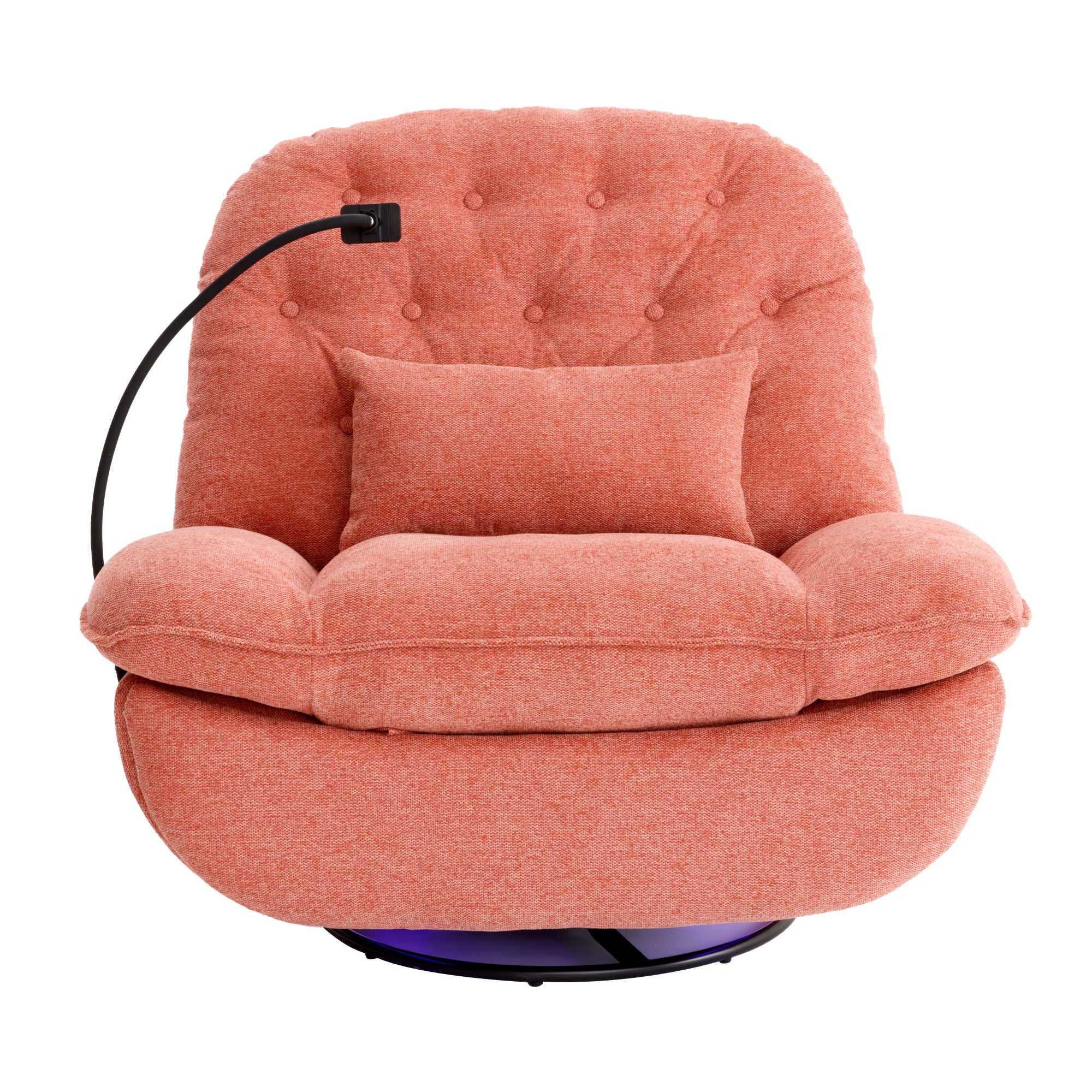 270° Swivel Power Recliner With Voice Control - Bluetooth Music Player, USB Ports, Atmosphere Lamp, Hidden Arm Storage And Mobile Phone Holder For Living Room, Bedroom, Apartment