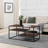Contemporary Two Tone Metal Coffee Table - Dark Walnut by Walker Edison | Bel Furniture