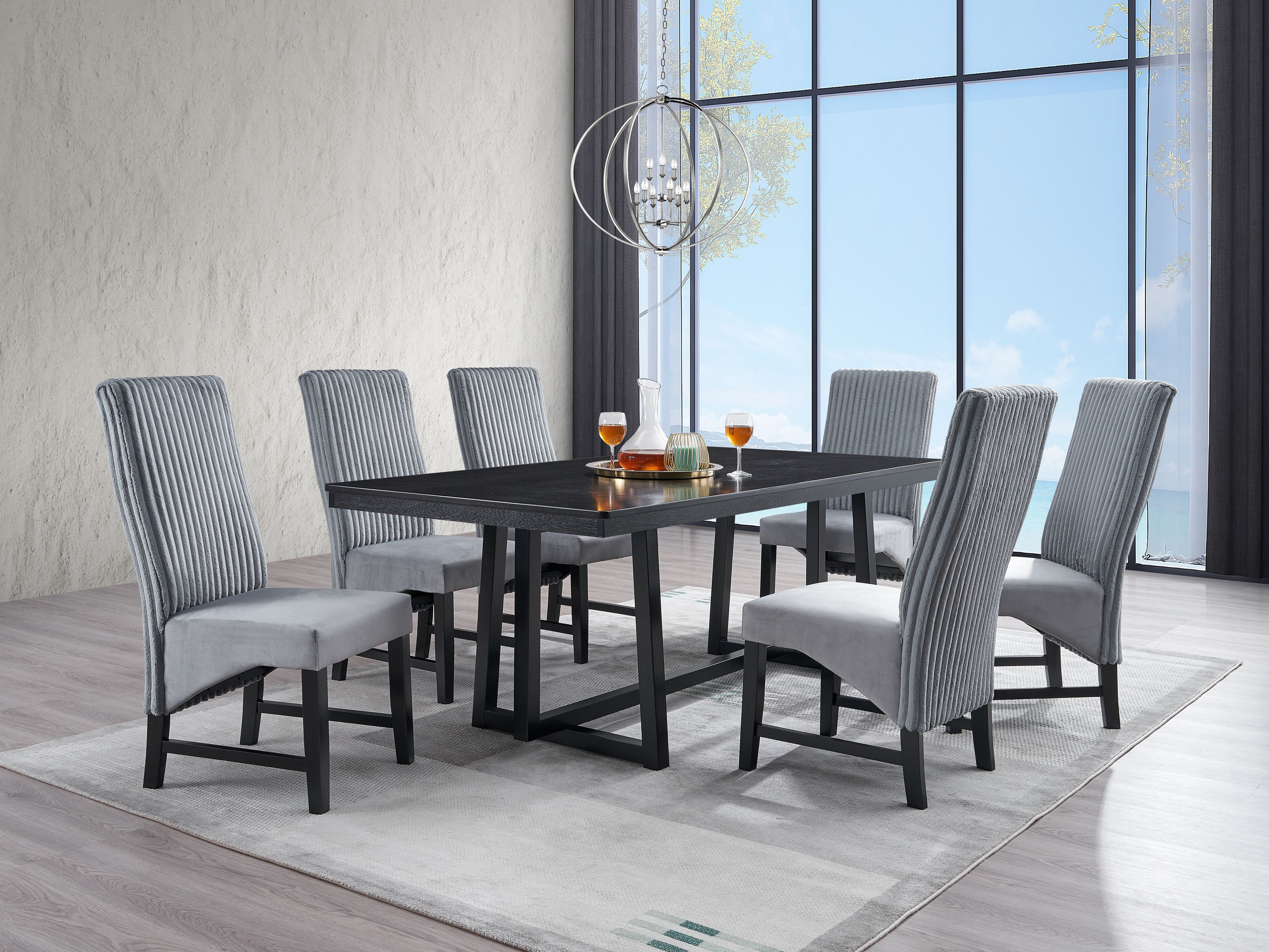 Kini - 7 Pieces Dining Room Set - Black