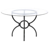 Aviano - Round Glass Top Metal Dining Table - Gunmetal by Coaster Fine Furniture | Bel Furniture