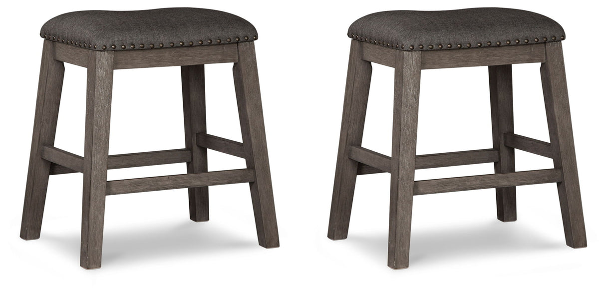Caitbrook - Upholstered Stool (Set of 2) - Gray