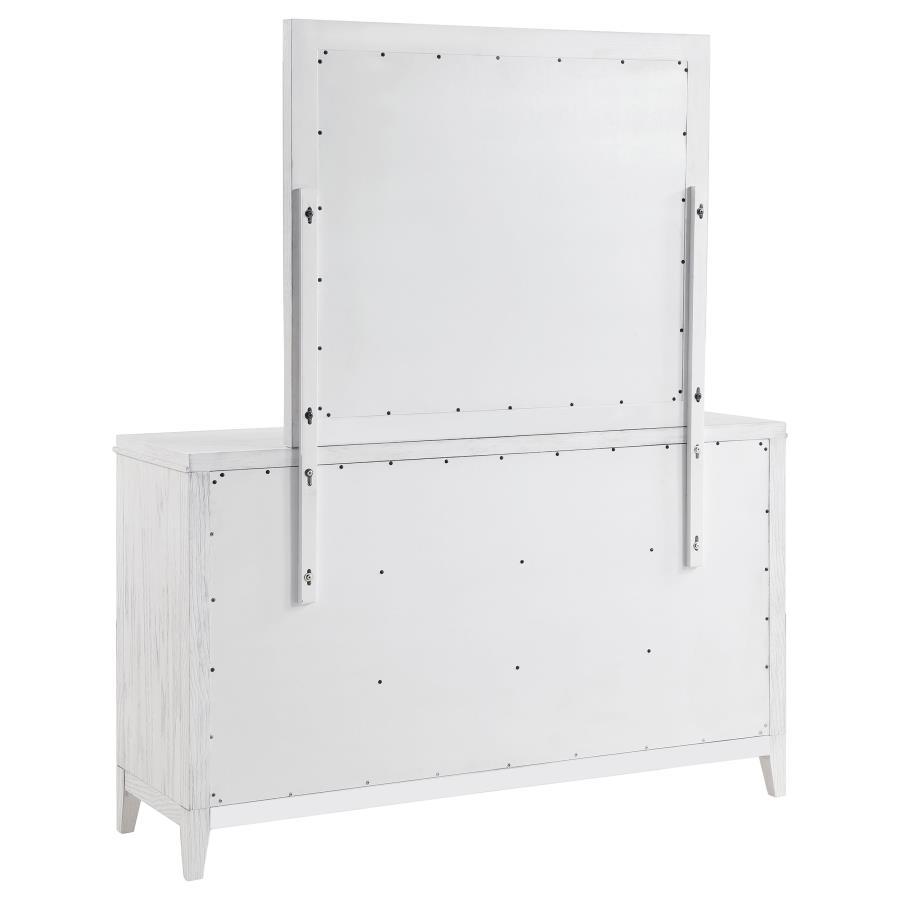 Marielle - 6-Drawer Dresser With Mirror - Distressed White