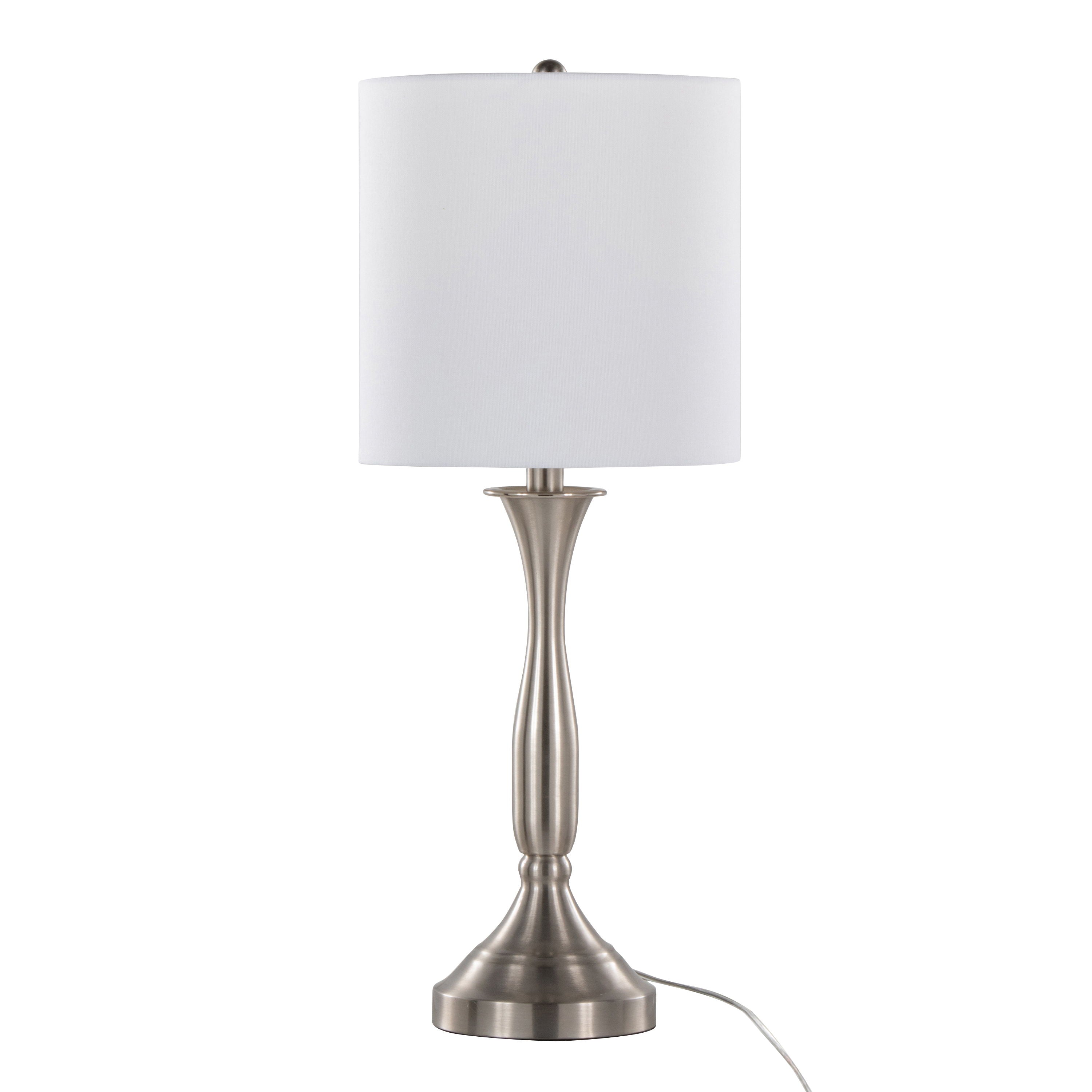 Sawyer - Contemporary Table Lamp (Set of 2) Built In USB Port - Nickel / White