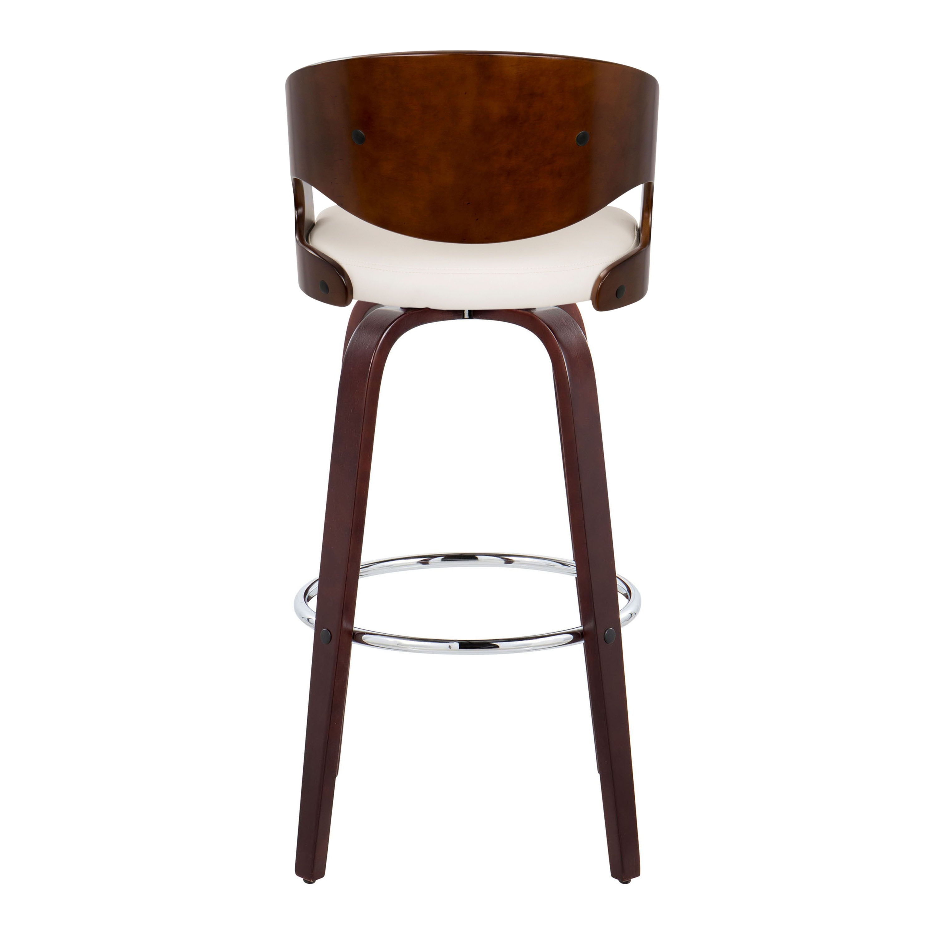 Pino - Mid Century Modern Fixed Height Barstool With Swivel & Round Footrest (Set of 2)