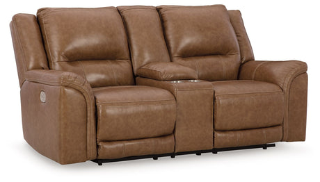 Trasimeno - Power Reclining Loveseat With Console Light Brown by Signature Design by Ashley® | Bel Furniture