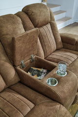 Wolfridge - Brindle - Power Reclining Loveseat With Console /Adj Hdrst by Signature Design by Ashley® | Bel Furniture