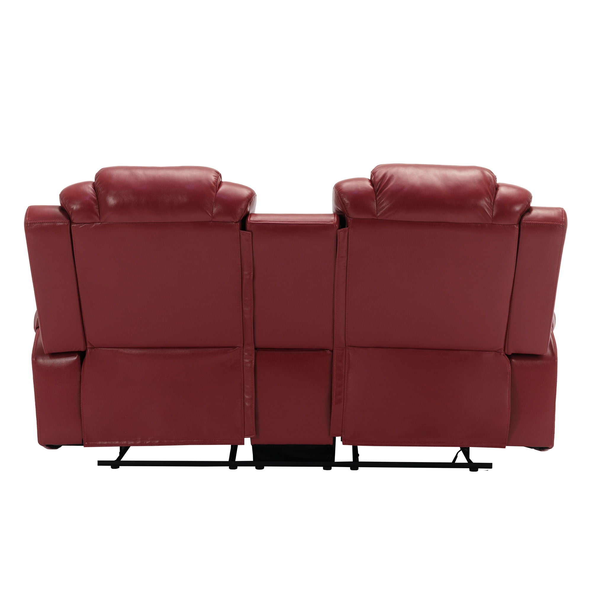 Home Theater Seating Manual Recliner Loveseat With Hide-Away Storage, Cup Holders And Led Light Strip For Living Room