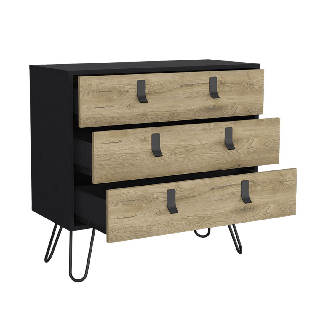 Three Drawer Dresser - Natural / Black