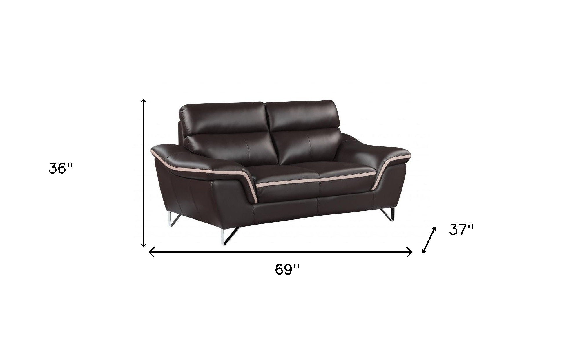 Love Seat Faux Leather - Silver / Brown