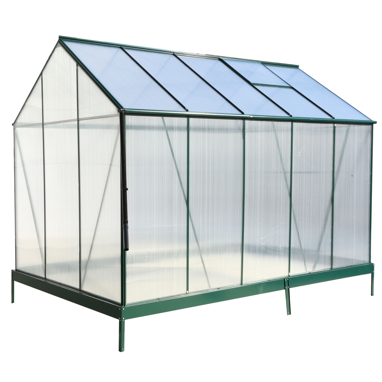 Polycarbonate Greenhouse, Heavy Duty Outdoor Aluminum Walk-In Green House Kit With Rain Gutter, Vent And Door For Backyard Garden