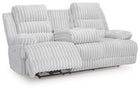 Rhines Falls - Reclining Power Sofa With Drop Down Table - Alloy