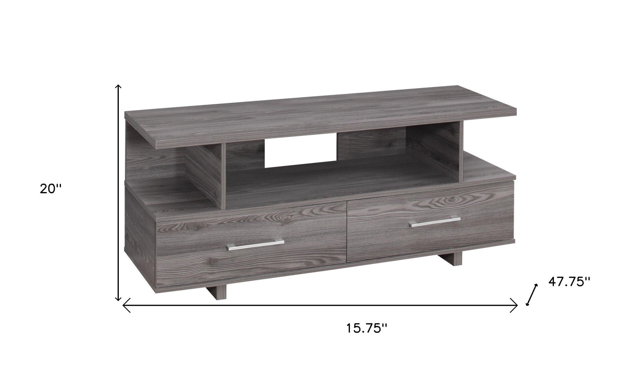 Particle Board And Laminate TV Stand With 2 Storage Drawers - Gray