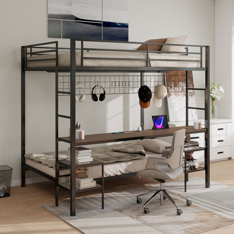Ethan - Bunk Bed With Desk, Charging Station, Storage Shelves - view 22