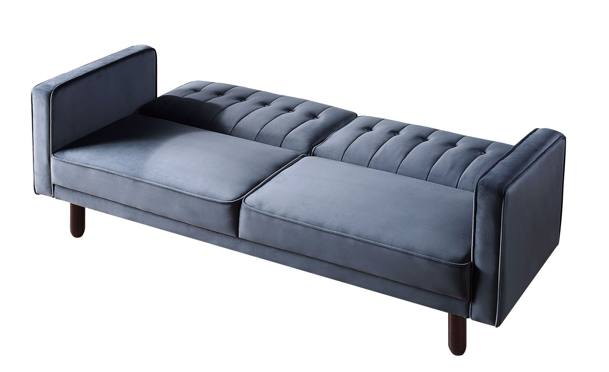 Velvet And Black Sleeper Sofa - Dark Gray