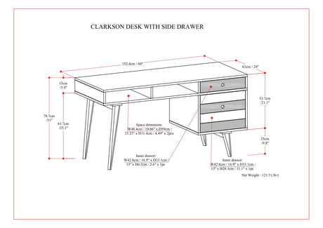 Clarkson - Desk With Side Drawers - Rustic Natural Aged Brown by Simpli-Home | Bel Furniture