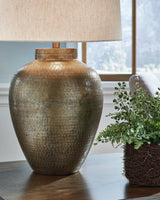 Madney - Antique Gold Finish - Metal Table Lamp by Signature Design by Ashley® | Bel Furniture