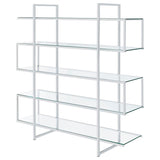 Elmer - 5-Shelf Bookshelf - Clear And Chrome by CoasterElevations | Bel Furniture