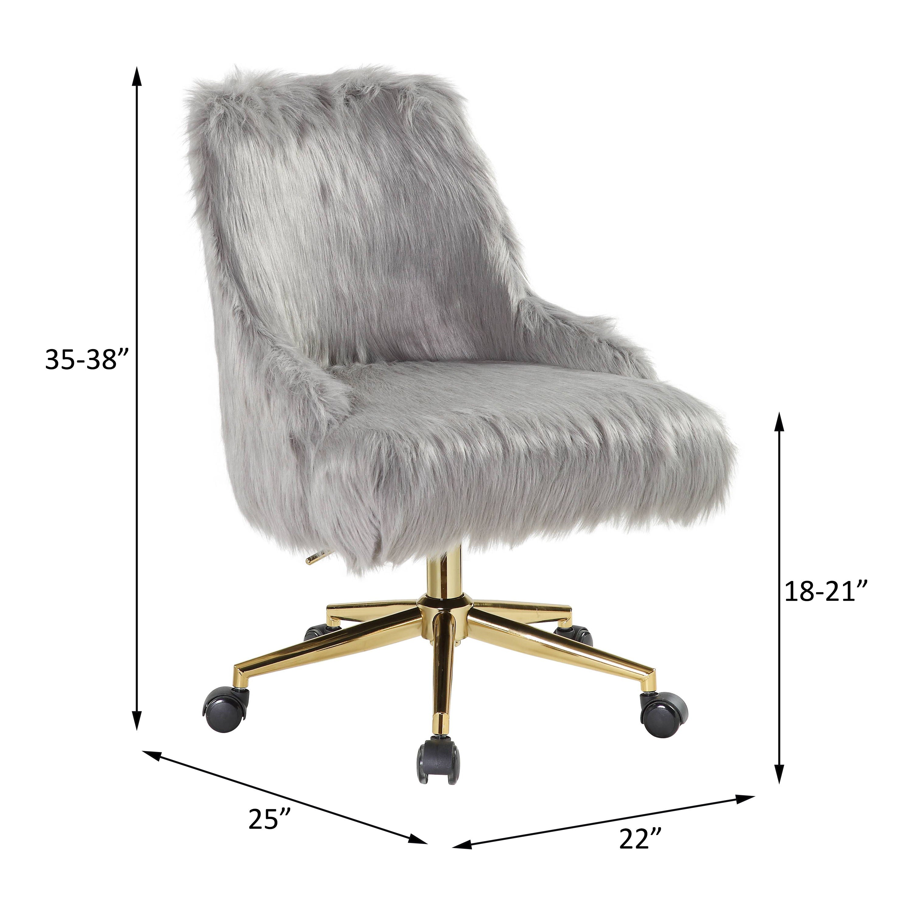 Arundell II - Faux Fur Office Chair - Gold / Gray