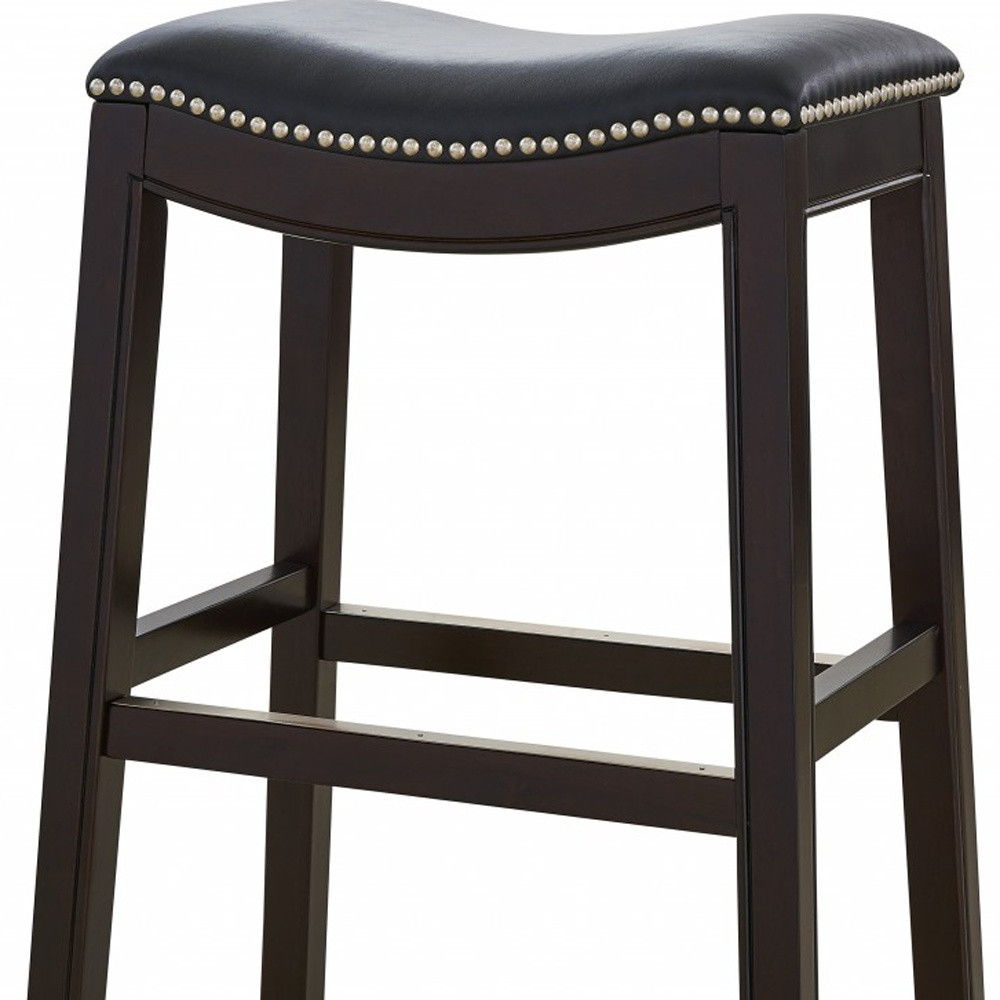 Solid Wood Backless Counter Height Bar Chair - Black / Espresso