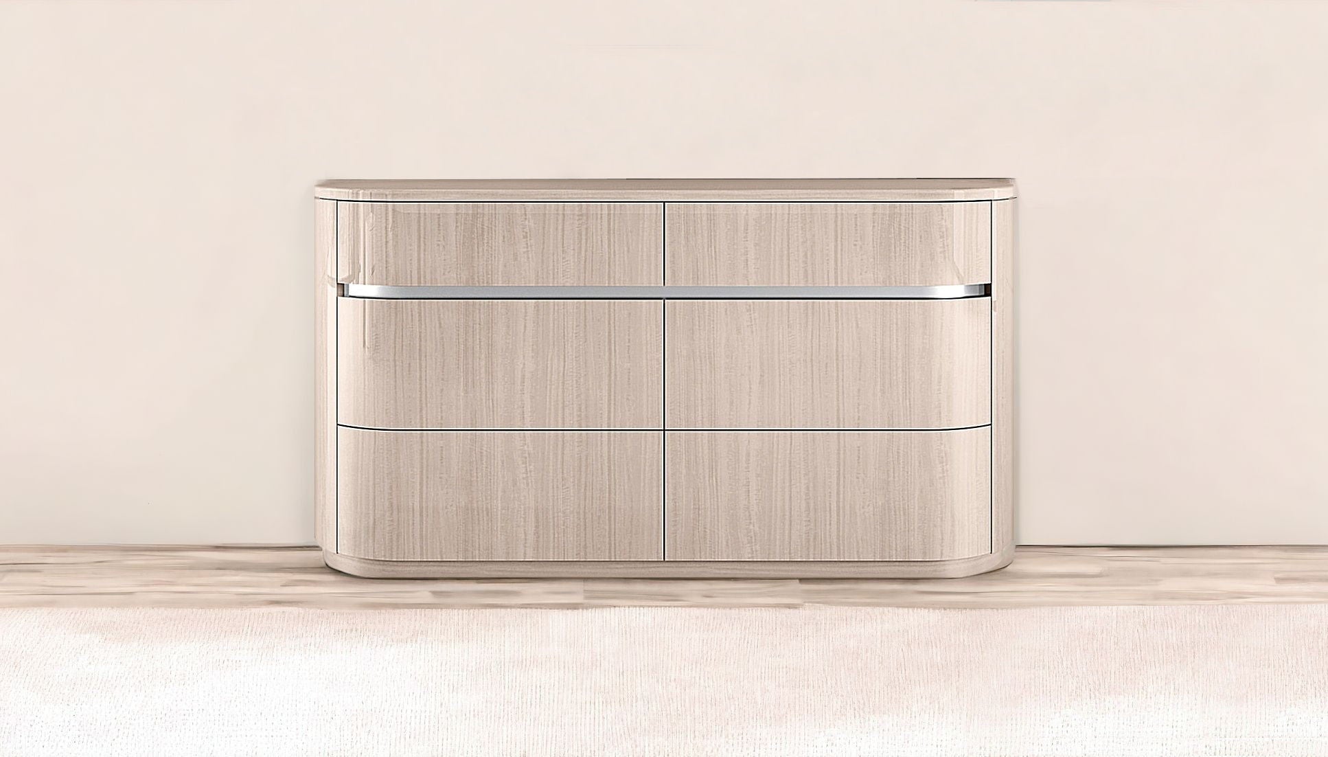 Six Drawer Double Dresser - Beige