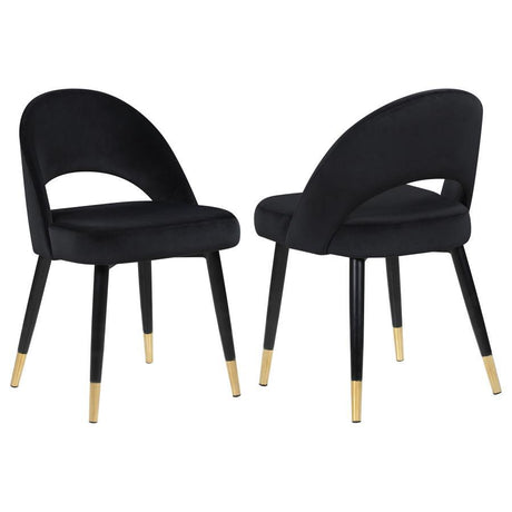 Lindsey - Upholstered Dining Side Chair (Set of 2) Black by CoasterEssence | Bel Furniture