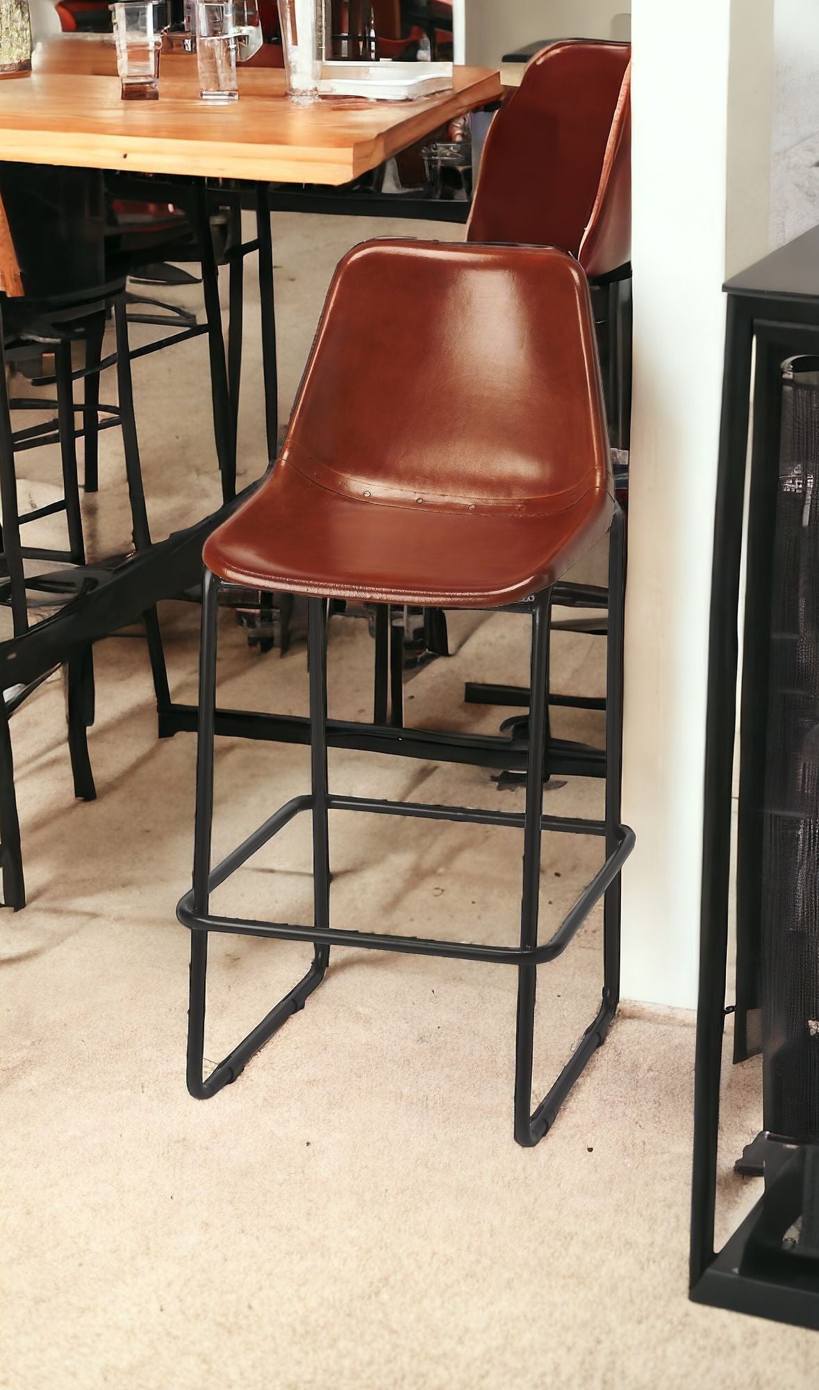 42" Iron Bar Chair - Brown / Black