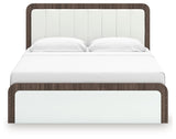 Kendanport - 4 Pc. - King Platform Bed, Dresser, Mirror And Nightstand - Brown / White