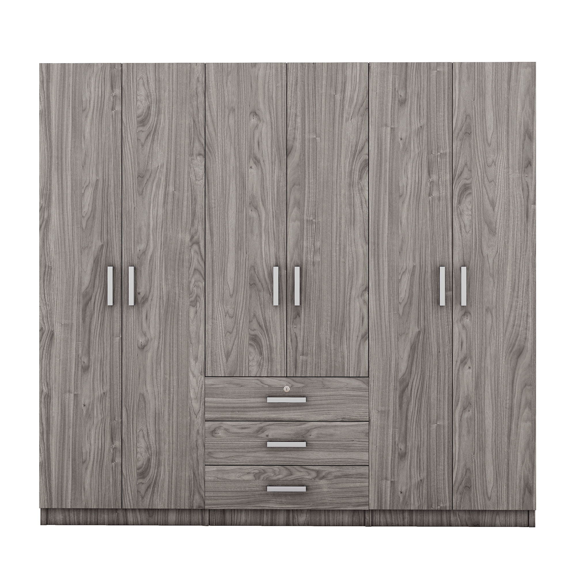 6 Doors Wooden Wardrobe Storage For Bedroom With Big Drawers