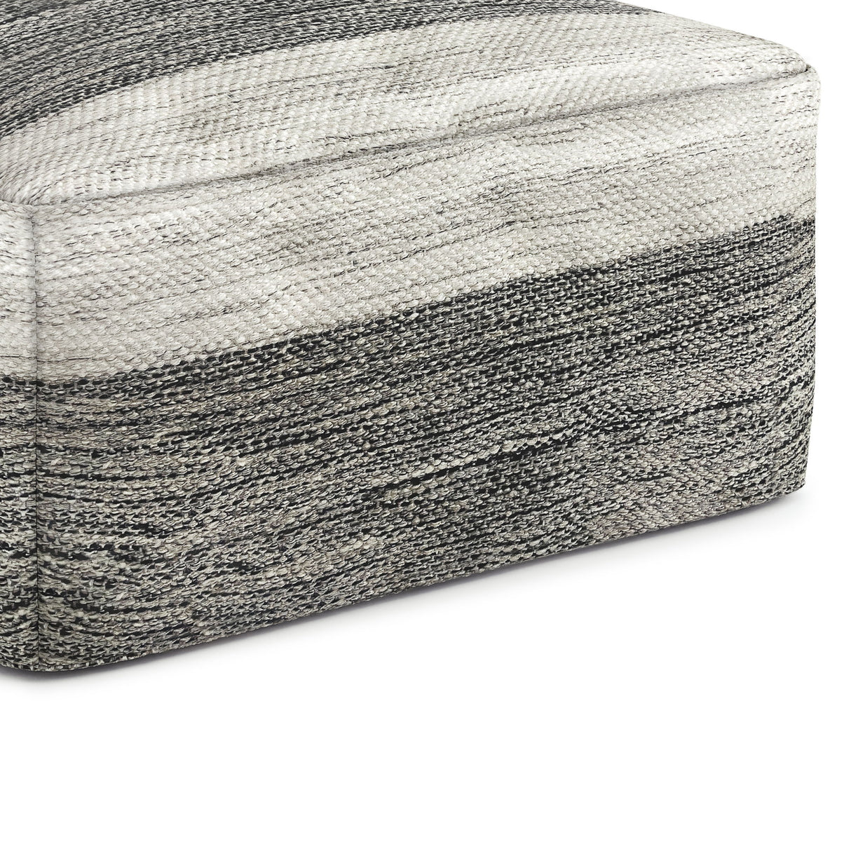 Mathis - Square Woven Outdoor / Indoor Pouf - Gray / White by Simpli-Home | Bel Furniture